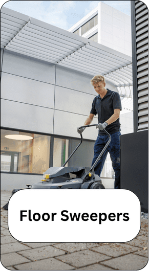 Copy of Website Flow, Floor Sweepers A Class 20 industrial pressure washer used by a man.
